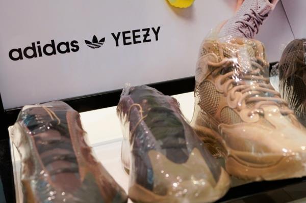 Yeezy shoes on display