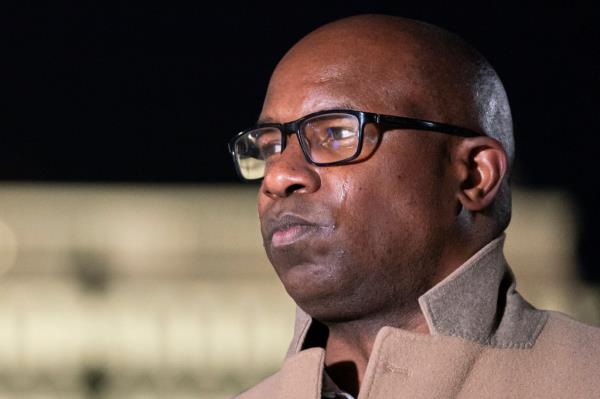 Rep. Jamaal Bowman stands outside the White House