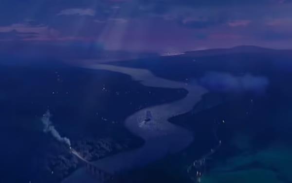 This is the part of the scene that was shown at the start of Disney movies from 2006-2011. It shows the bridge and the river, which turns out to be the Snake River in the Lewiston Clark Valley bordering Idaho and Washington.