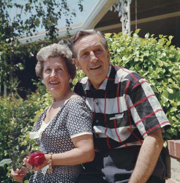 Lillian and Walt Disney in a shot from the 1950s