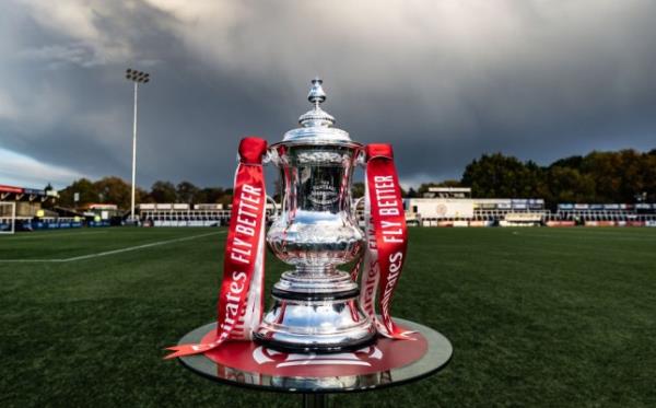 The FA Cup trophy on display