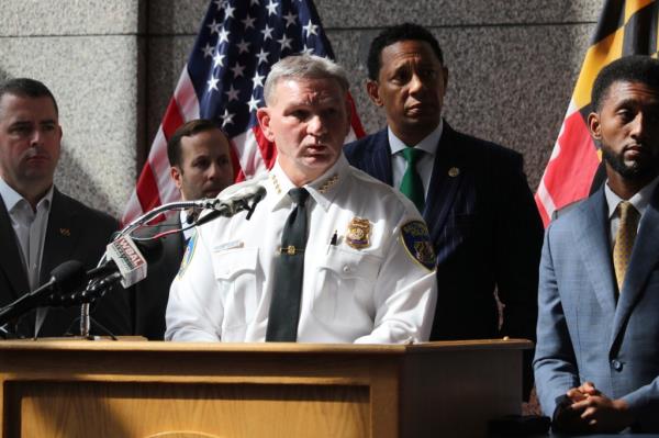 Baltimore Acting Police Commissio<em></em>ner Richard Worley speaks at news co<em></em>nference on Thursday, following Billingsley's arrest.