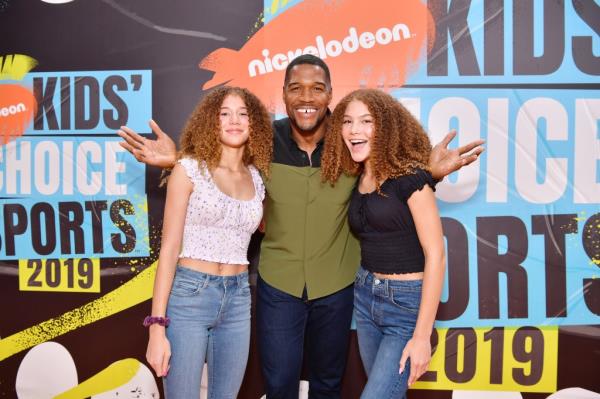 Michael Strahan and daughters Sophia and Isabella attend Nickelodeon Kids' Choice Sports on July 11, 2019.