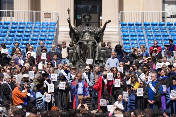 Members of the faculty also held a rally to stand in solidarity with the students.