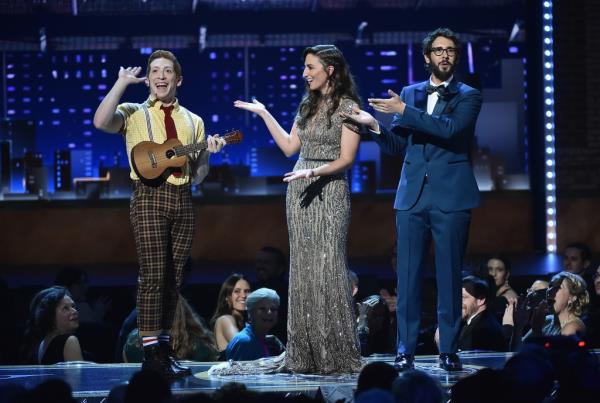 Ethan Slater performs as Spo<em></em>ngeBob at the Tony Awards in 2018.