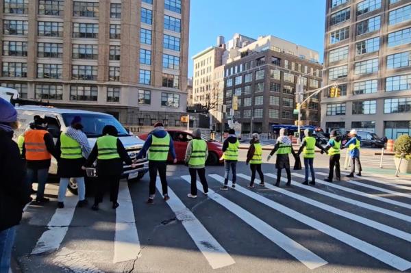 Protesters seen near the Holland Tunnel.