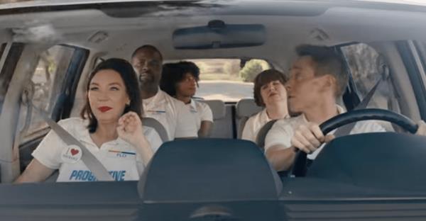 Flo's Squad in a car