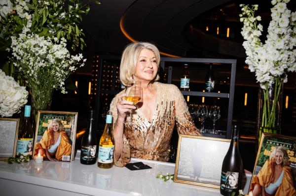 Martha Stewart with a glass of wine