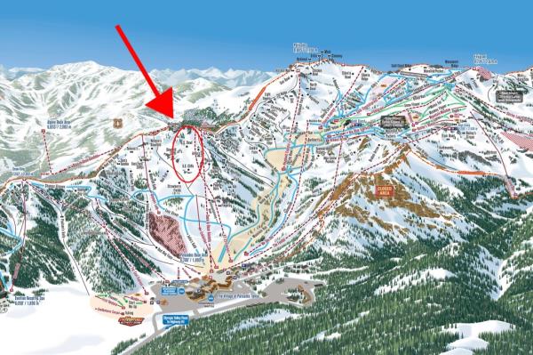 The location of the avalanche at the Palisades ski resort