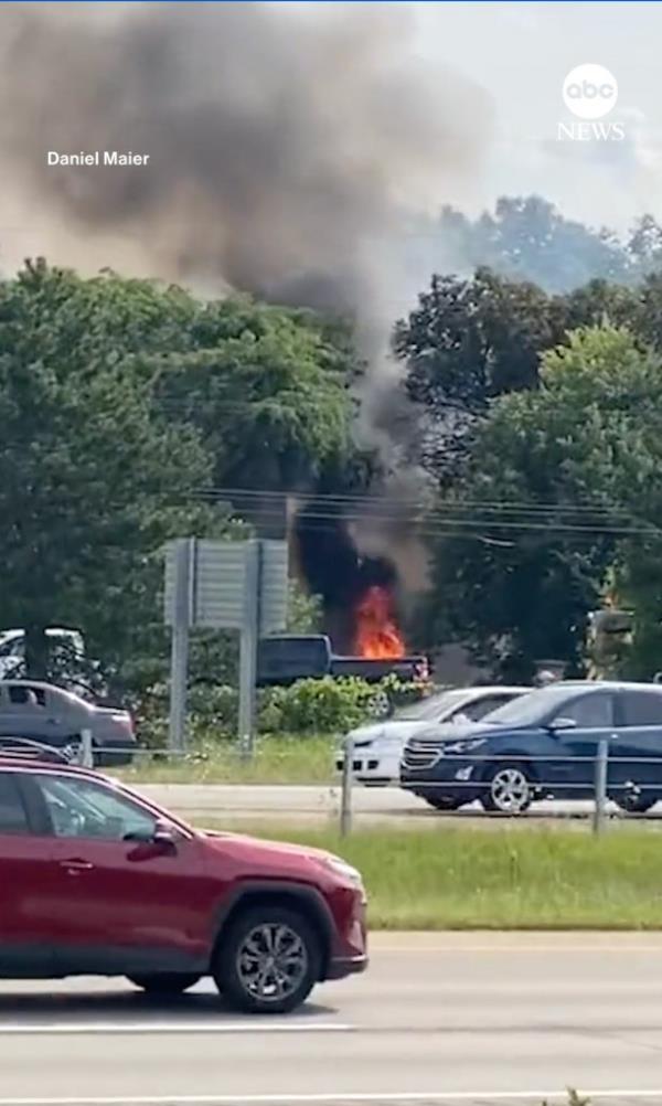 Video shows a fire ablaze wher<em></em>e the jet crashed.