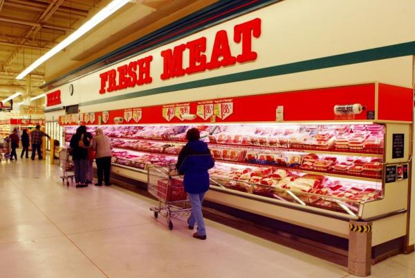 Meat section at grocery story