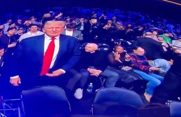 Do<em></em>nald Trump being 'flipped off' during UFC match