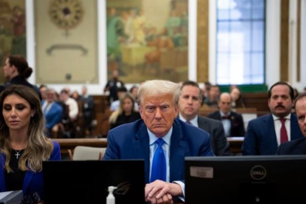 Former President Do<em></em>nald Trump attends his civil business fraud trial at the New York Supreme Court, Tuesday, Oct. 24, 2023, in New York. (Maansi Srivastava/The New York Times via AP, Pool)