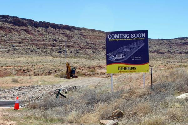 Developer's sign showing plans for new homes