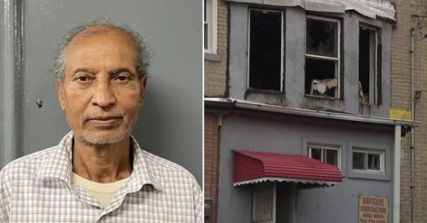 Rafiqul Islam (left) was charged more than a mo<em></em>nth after allegedly setting an apartment building on fire because his tenants wouldn't pay rent