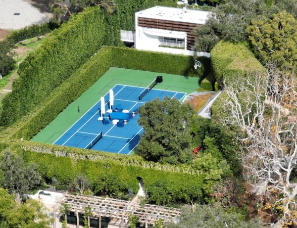 The work includes new tennis courts.