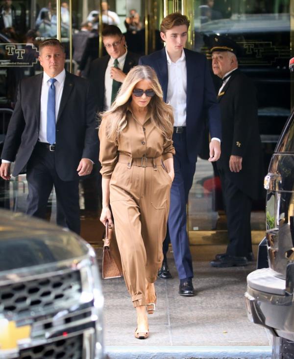 Melania and Barron leave Trump Tower.