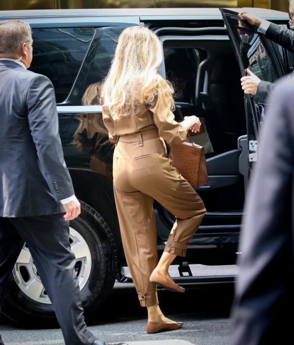 The former first lady getting into the car.