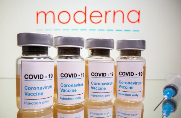 Moderna Covid vaccine vials.