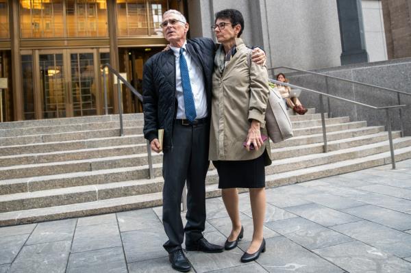 Barbara Fried and Joseph Bankman, parents of FTX founder Sam Bankman-Fried exit the Manhattan federal court on Tuesday.