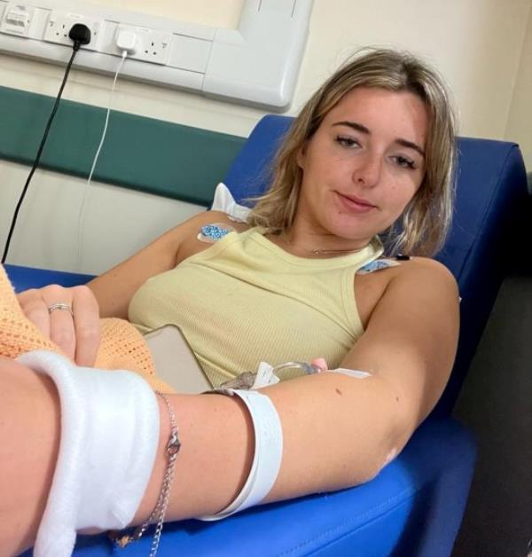 Maisie Lewis in hospital