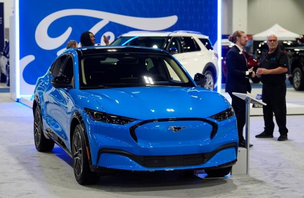 2024 Mach E electric sports-utility vehicle on display at the Denver Auto Show