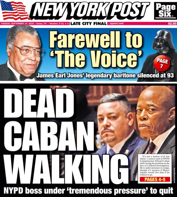 New York Post cover for Tuesday, September 10, 2024.