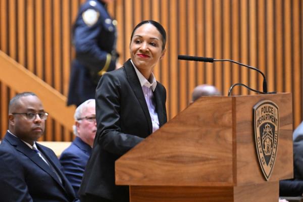 NYPD First Deputy Commissio<em></em>ner Tania Kinsella makes remarks at a hearing.