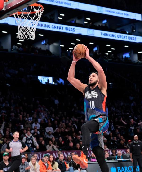 Ben Simmons goes up for a dunk last season.