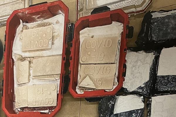 drug bricks stamped COVID 19