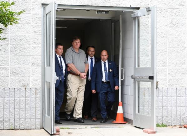 Rex Heuermann in cuffs after his arraignment on Friday.