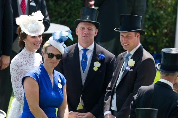 ( L to R ) Catherine, Princess of Wales, Zara Philllips with Mike Tindall, and Prince William attend the first day of Royal Ascot 2017 at Ascot Racecourse on June 20, 2017 in Ascot, England. 