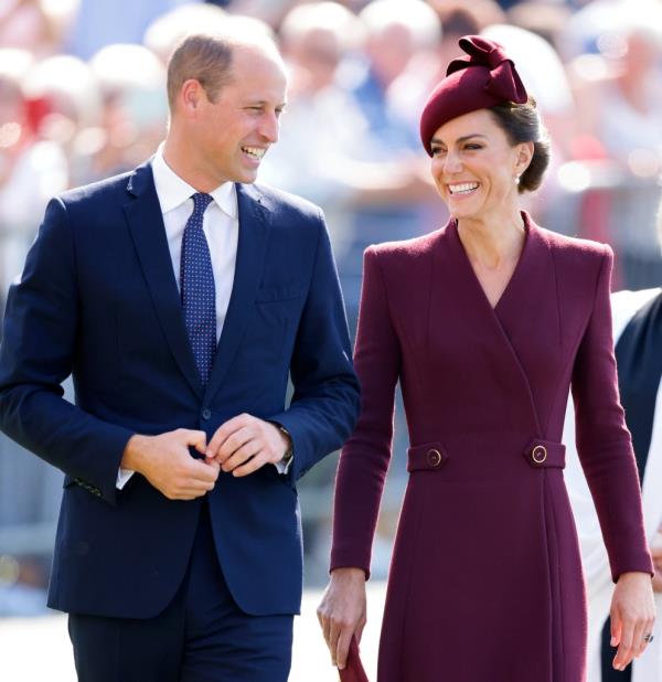 Prince William, Prince of Wales and Catherine, Princess of Wales attend a service to commemorate the life of Her Late Majesty Queen Elizabeth II at St Davids Cathedral on September 8, 2023 in St. Davids, Wales.  