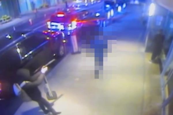 Surveillance footage outside the midtown Hilton Hotel shows a person of interested and potential suspected shooter in the murder of UnitedHealthcare CEO Brian Thompson