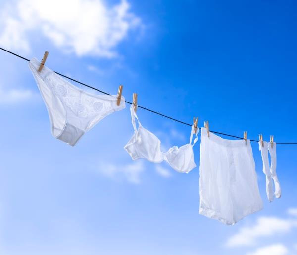 Male and female underwear on washing line