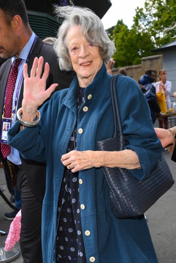 Dame Maggie Smith attends day thirteen of the Wimbledon Tennis Champio<em></em>nships at All England Lawn Tennis and Croquet Club on July 15, 2023 in London, England.