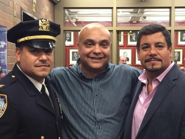 Commssio<em></em>ner Edward Caban (Left) and James Caban (right)  with NYPD Detective Dennis Rodriguez (center), 2015.