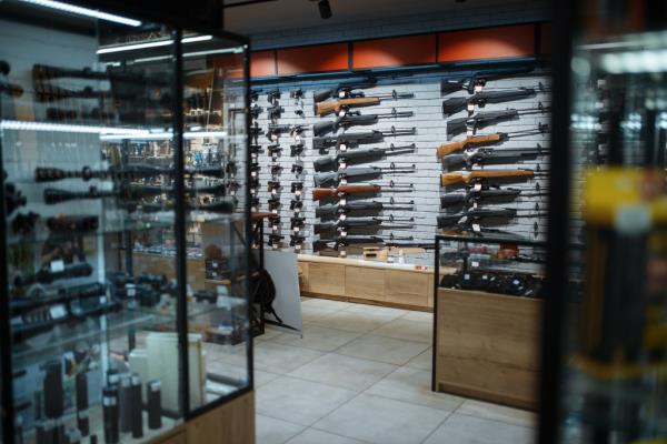 Showcase in gun shop