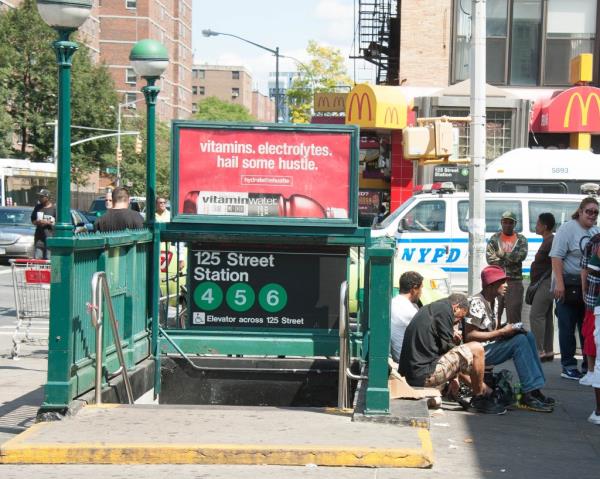 The NYPD respo<em></em>nds outside the Lexington Avenue and 125th Street station.