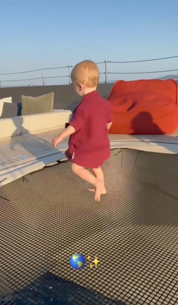 Paris Hilton's son Phoenix on a catamaran