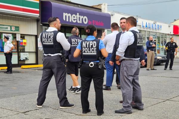 Cops at the shooting scene in the Bronx.