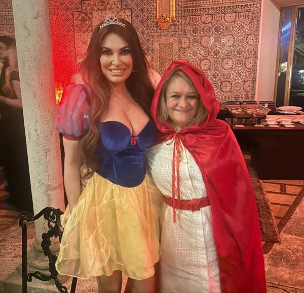 Don Jr.'s partner Kimberly Guilfoyle showed up to the party wearing a short snow white dress as one of the o<em></em>nly members of Trump's family seen at the party.