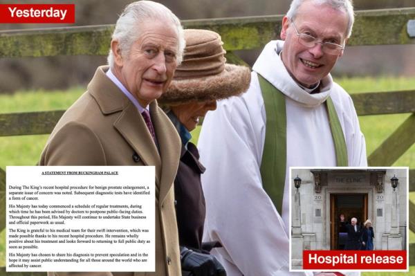 King Charles and Queen Camilla join Reverend Canon Paul Williams on Sunday in Sandringham, Norfolk, wher<em></em>e Charles is recuperating.