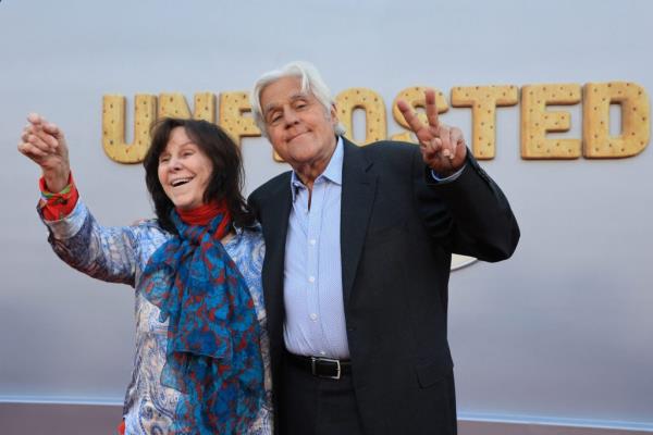 Jay Leno and Mavis Leno attending the premiere of Netflix's 'Unfrosted' at the Egyptian Theatre in Los Angeles, California