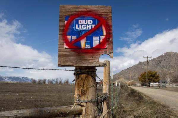 Bud Light sign crossed out. 