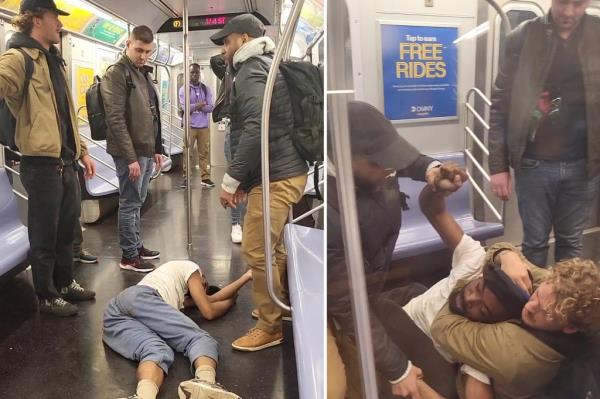 Eric Go<em></em>nzalez on the subway with Joran Neely.