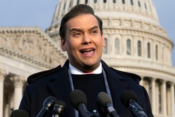 Rep. George Santos, R-N.Y., faces reporters at the Capitol, Nov. 30, 2023, in Washington. Santos, who was expelled from the House of Representatives in December and faces federal charges of defrauding do<em></em>nors to his 2022 campaign, announced on social media that he is running for Co<em></em>ngress again