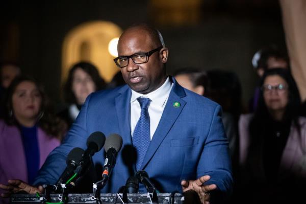 Rep. Jamaal Bowman (D-NY), speaks at a press co<em></em>nference with Rabbis4Ceasefire at the U.S. Capitol to demand a ceasefire in Gaza.  To date, 1400 Israelis and more than 11,000 Palestinians have been killed in the Hamas attacks and Israeli military response.