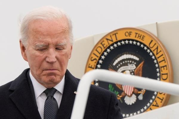 President Joe Biden leaves Air Force One as he arrives from New Castle, in Dover, Delaware, U.S., February 2, 2024. 