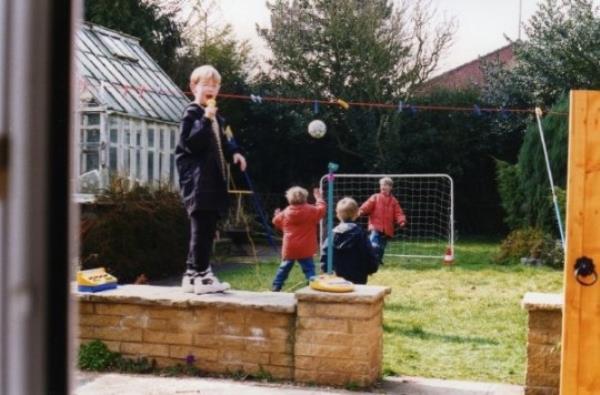 Shaun offering his football commentary as a child